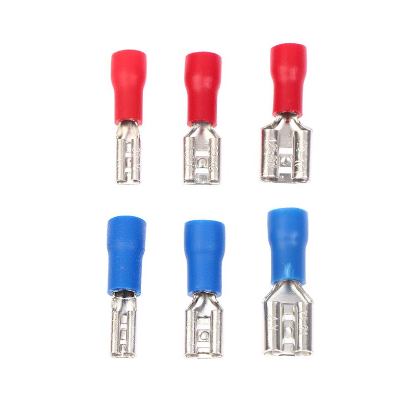 100 Peças Conector de Fio de Terminal de Pá Isolado Macho Fêmea Terminais de Conexão Elétrica por Crimpage Plugue de Cabo de Fiação Vermelho Azul Amarelo