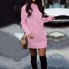 Women's Solid Thickened Oversize Long Sweater Dress Disappearing Lower Body