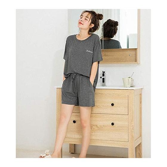 [Mskikefly] Pajamas, Top and Bottom Set, Short Sleeves, Room Wear, Women's, Loungewear, Sleepwear, Convenient Clothes, Stylish, Comfortable,