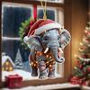 Elephant Christmas Ornament 2D Flat Acrylic Elephant Christmas Tree Ornament Gifts for Animal Lovers Women Girls