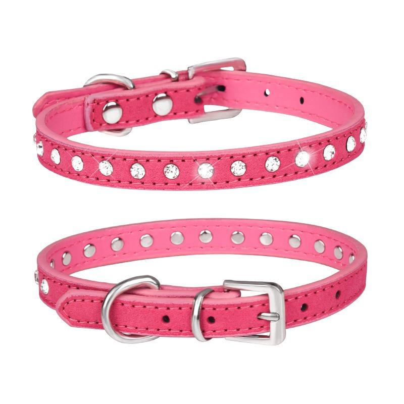 Rhinestone Pet Collar Shiny Row Diamond Dog Collar Microfiber Soft Comfortable Cat Ring
