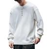 Premium Retro American Henley Collar Long Sleeve Men's Hoodie - Autumn Plus Velvet, Loose Fit High-Grade Pure Cotton POLO Shirt