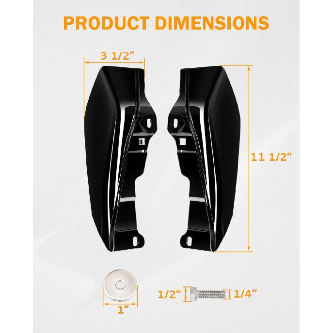 PBYMT Gloss Vivid Black Mid Frame Air Heat Deflectors Compatible for Harley Touring Street Glide Electra Glide Road King 2009-2016 Models Without