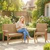 Wooden Garden Furniture Set , 1 Chair, 1 Bench and Detachable Table, Natural Wood Finish