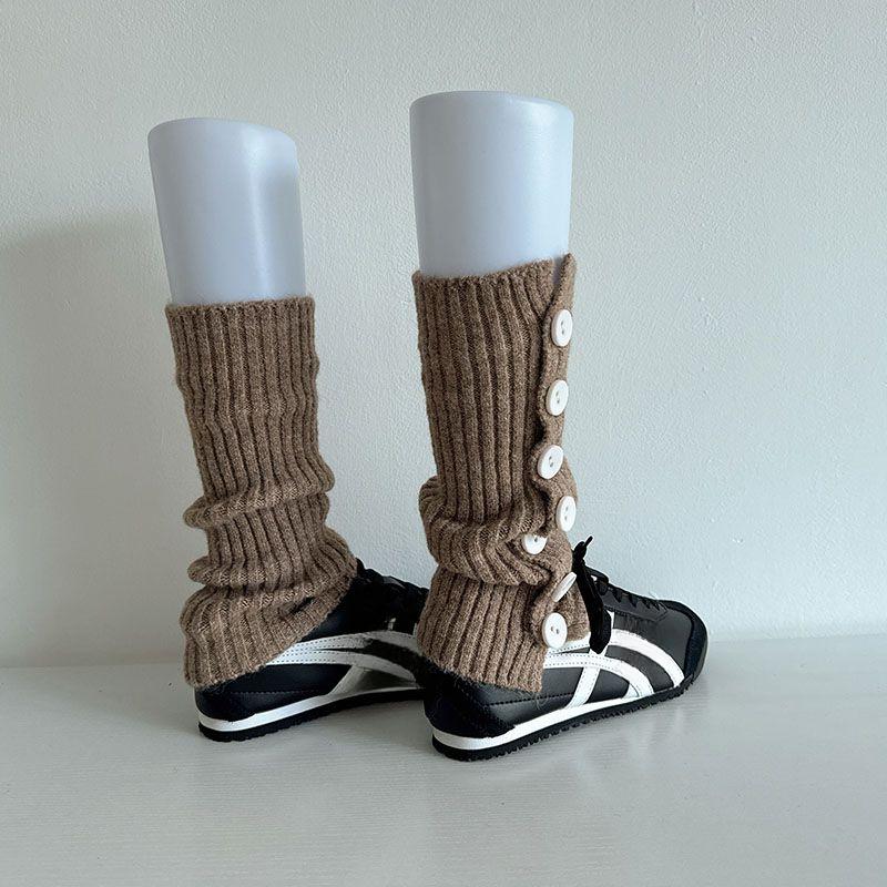 Autumn Winter Spice Girl Wool Knitted Leg Warmers Button Lace Slouchy Socks JK Calf Leg Warmers Spring Y2K