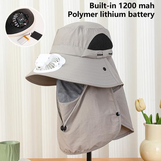 

Solar Fan Hat Outdoor Wide Brim Sun Hat with Solar Powered темно-синього кольору