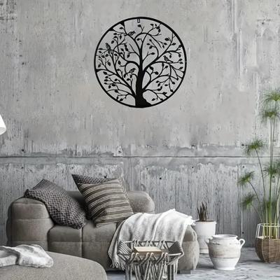 Round Metal Tree of Life Wall Art - Family Tree Metal Wall Decor - Elegant Tree of Life Design for Home Decoration