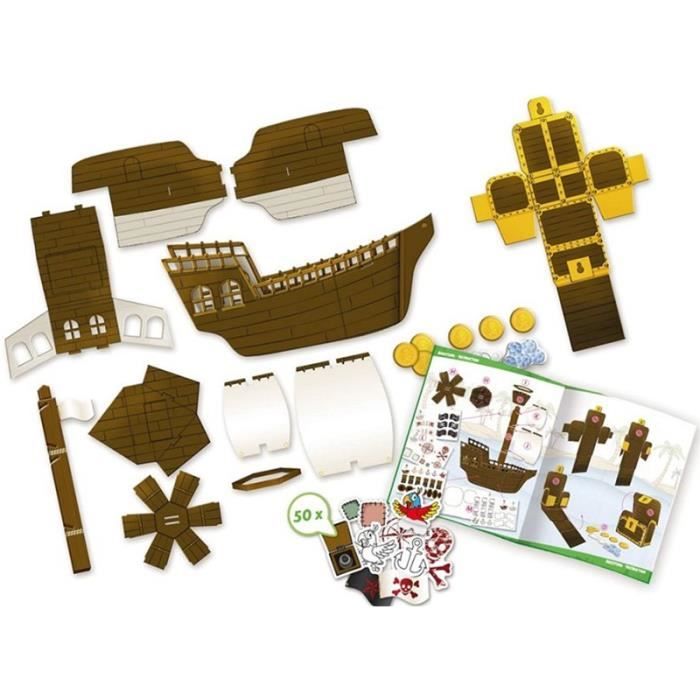 Assembly Kit - LENA - 42645 - Pirate Ship - 50 Stickers - From 5 Years