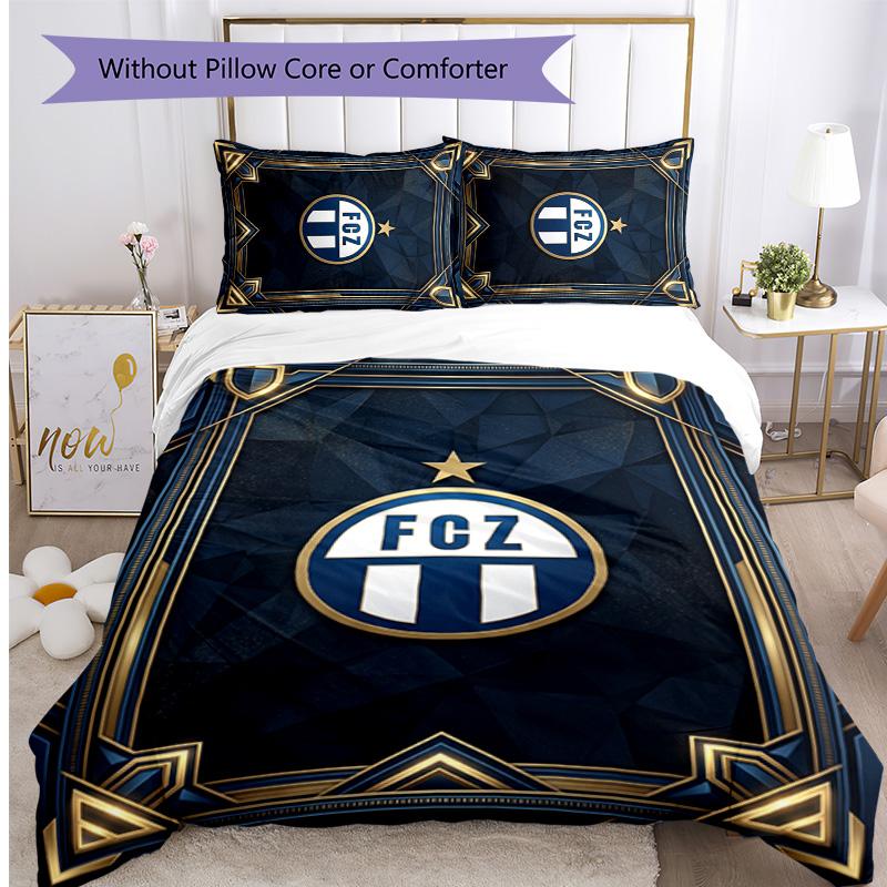 Set Lenzuola Stampato FC Zürich 3 Pezzi Copripiumino Traspirante con Federe Biancheria da Letto Decorativa per Camera da Letto Casa
