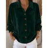 Women's Velvet Shirt - Casual Long Sleeve Collared Cardigan, Retro Velvet Blouse
