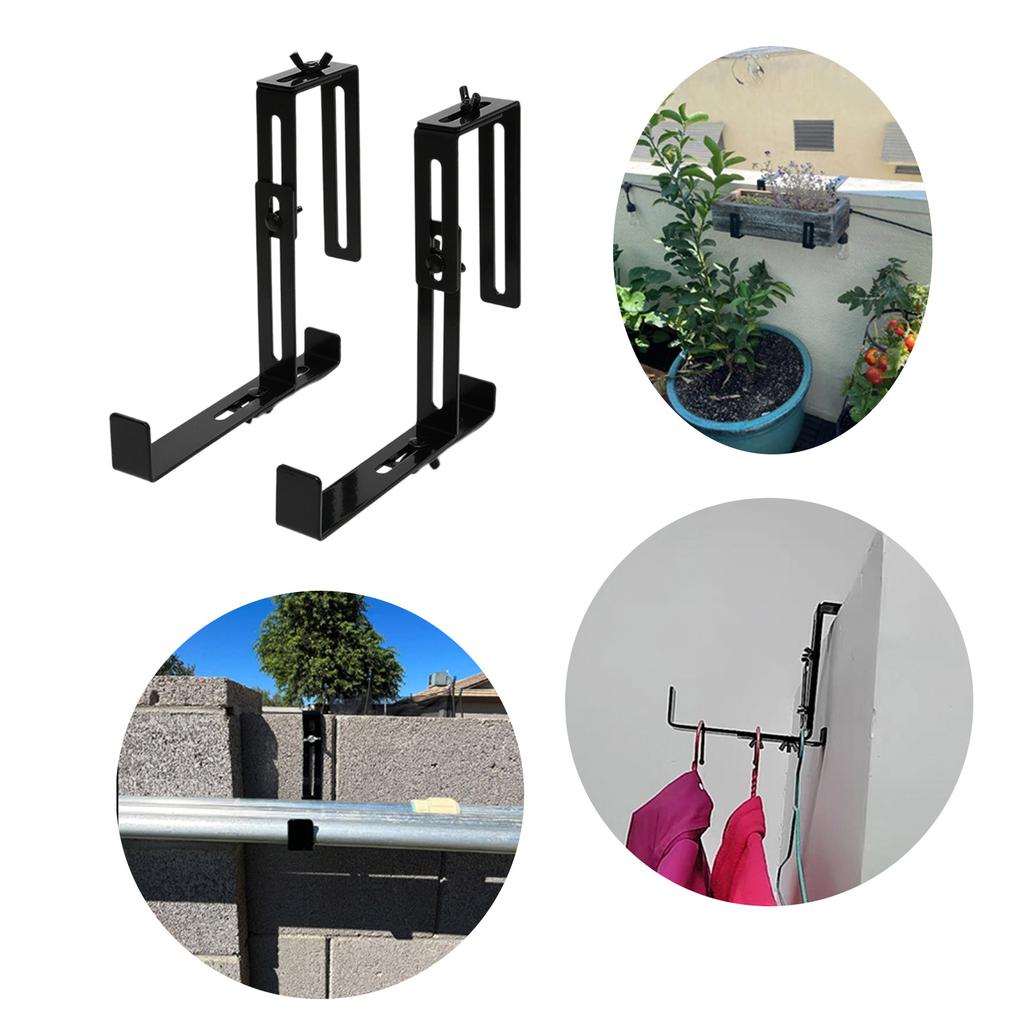 Suport Ajustabil pentru Ghivece de Flori de Balcon, Cârlige, Suport pentru Jardiniere de Fereastră Fără Găurire, 8 Piese 1 Set pentru Afișaj Plante cu Economie de Spațiu