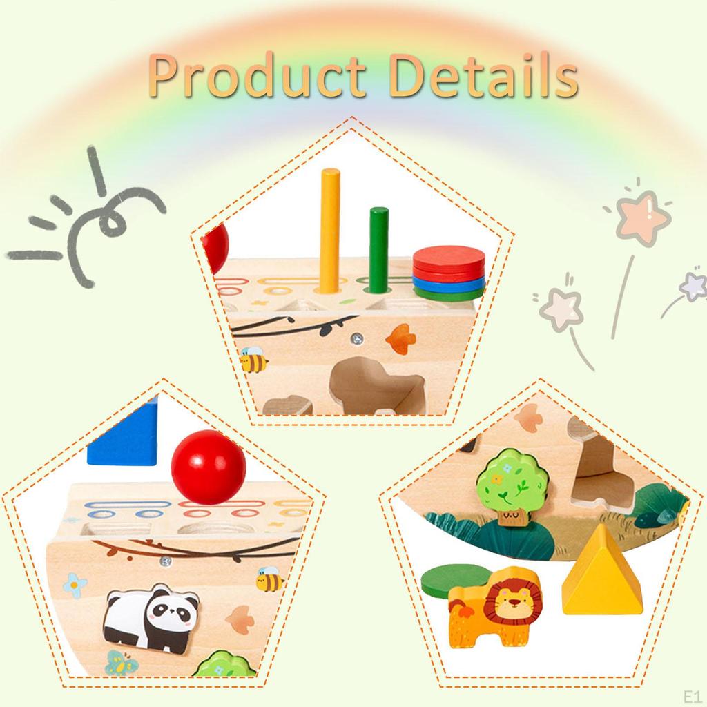 Color Shape Sorter Toys Learning Toy Developmental Wood Box Drop Busy for Children