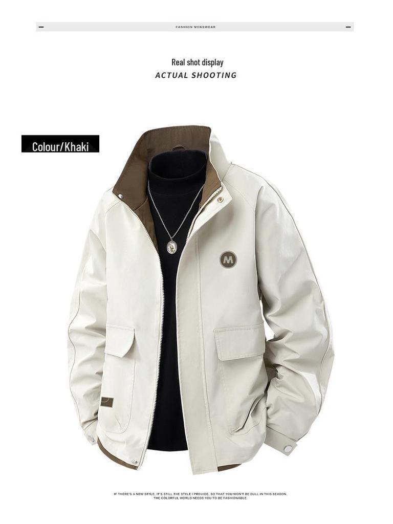 Trendy Men's Stand Collar Plus Size Street Style Jacket - Spring/Autumn Collection