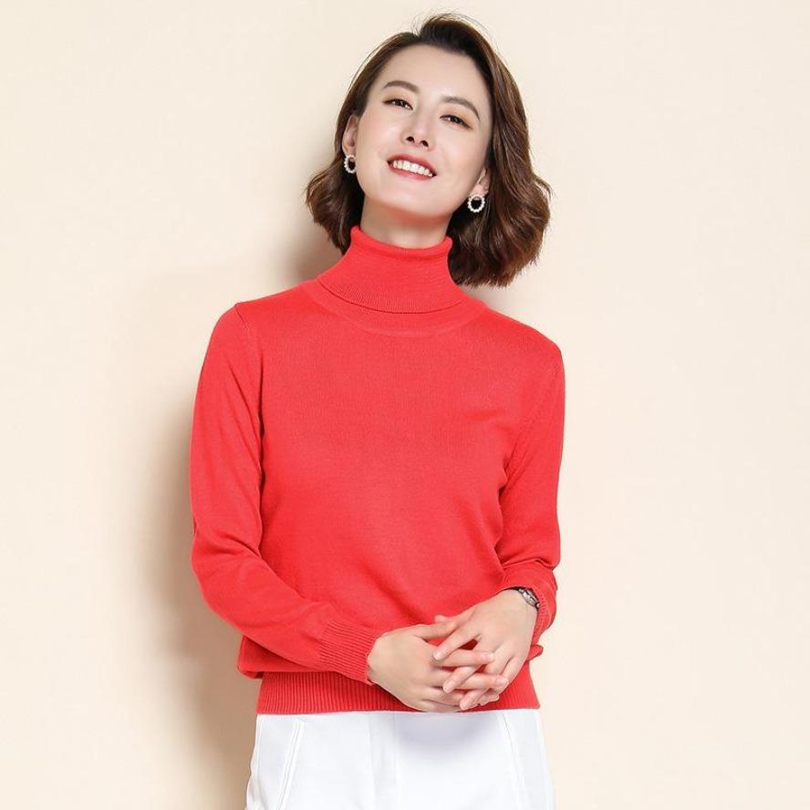 Pure Cashmere Wool Sweater Women Knitted Turtleneck Cashmere Pullover Elastic Turtleneck Knitted Sweaters