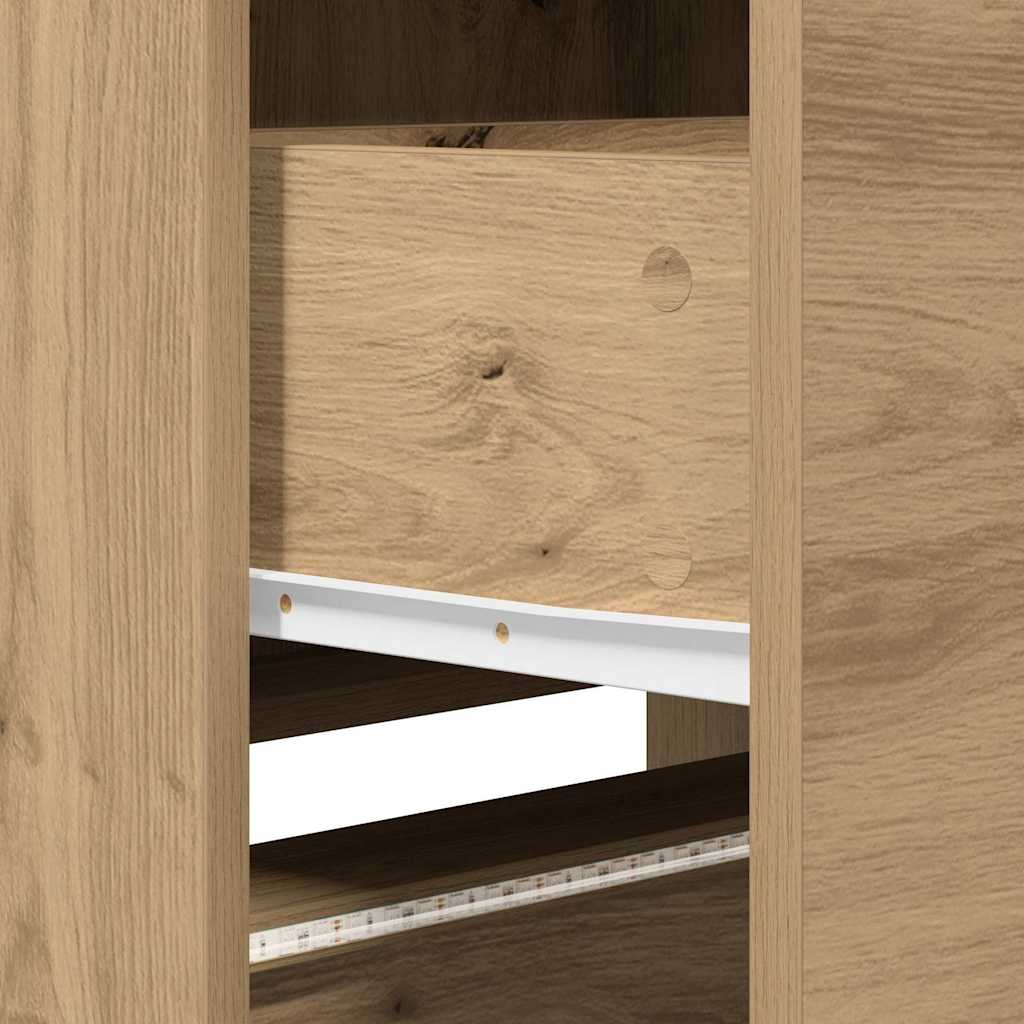 TV Stand with LED Artistic Oak Finish 165 x 34 x 40 cm