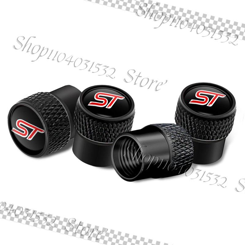 4Pcs/Set ST Logo Emblem Car Styling Wheel Tire Valve Caps Dust Covers For Ford Focus MK2 MK3 Fiesta Mondeo Kuga Accessories