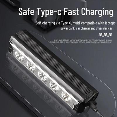Aluminum USB Rechargeable Bicycle Front Light - High Brightness Night Riding Flashlight