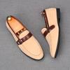 Nowe Męskie Zamszowe Skórzane Buty Ślubne Męskie Codzienne Płaskie Mokasyny z Paskiem Mnicha Buty na Powrót do Domu Studniówkę Zapatillas Hombre