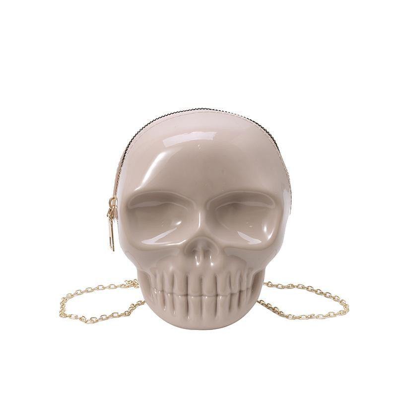 Rose Red Cute Carto Shoulder Bag Halloween Funny Ghost Skull Bag Pu Leather Zipper Handbag Purse Small Crossbody Phe Bags