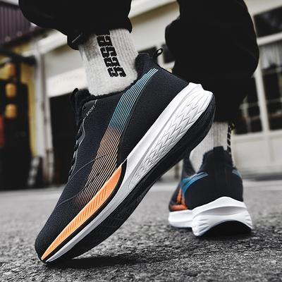 Pro Autumn and Winter Velvet Running Shoes Couple Shock Absorption Ultra-light Rebound Middle School Student Racing Sports Men's Shoes