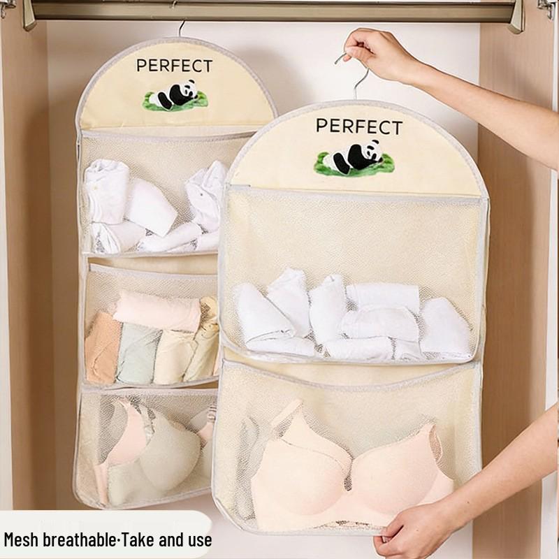 Panda Hanging Mesh Bag for Socks, Underwear & Panties - Dorm Wardrobe Organizer