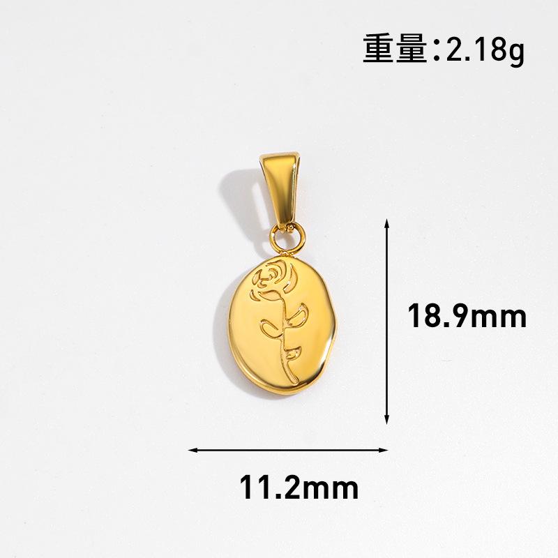 Various 18k Gold Feather Flower Charms Heart Face Pendant  Stainless Steel Diy Jewelry Accessories for Necklace Bracelet Gift