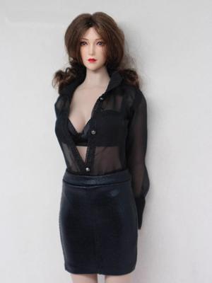 16 Scale Costume Figure, Female, Sexy Chest-Baring Suit, Secretary Outfit, Commuter Miniskirt (Body, Head, Shoes, Etc. Not Included), Black