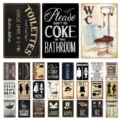 Toilettenschild Vintage Lustige Metallposter Blechschild WC Waschraum Toiletten Wandkunst Badezimmer Toilette