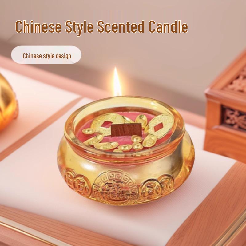 Chinese Treasure Pot Ingot Scented Candle - Long-lasting Fragrance, Perfect for Home & Bedroom, Ideal New Year Gift