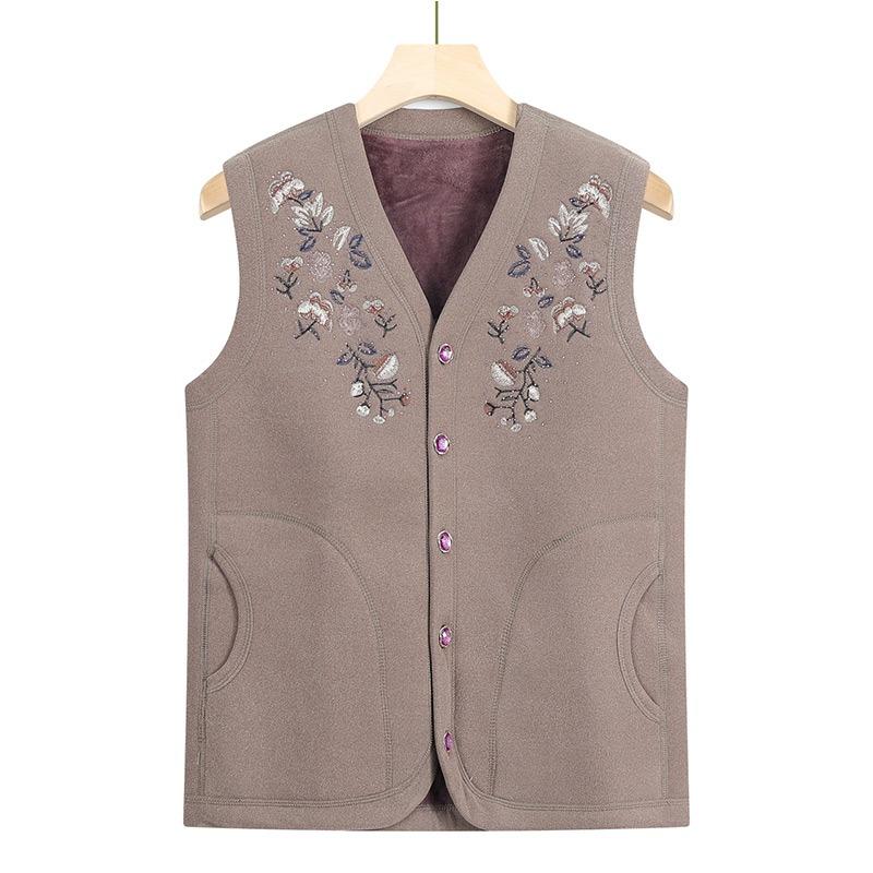 Elderly Vest Women's Autumn and Winter Vest Outer Wear Thickened Velvet Vest Jacket for the Elderly