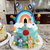14pcs Blue Rainbow Cake Toppers With Orange White Balls For Dog Birthday Cake Decorations Baby Shower Party Supplies