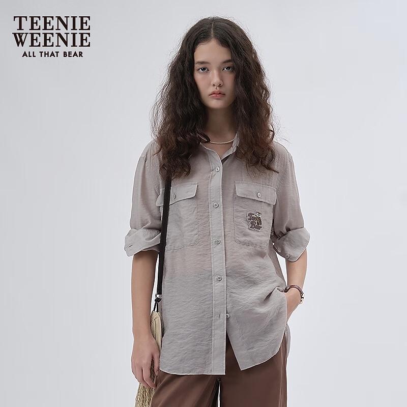 Teenie Weenie Women's Tencel Blend Bear Lightweight Loose Shirt