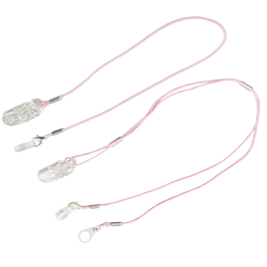 Hearing Aid Holder Transparent Clip Pink Rope Nylon Easy Fixing Hearing Aid Lanyard for Gardening Wo