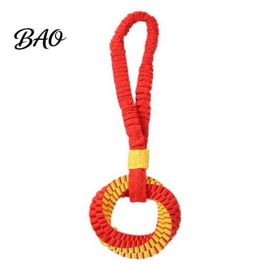 Sicheres Kauspielzeug für Haustiere Bungee Hund Zerrspielzeug, Gewebter Ring mit langem Griff, Interaktives Kauen Zähne Weiches Polyesterseil Reinigungsspielzeug für mittelgroße und große Hunde,