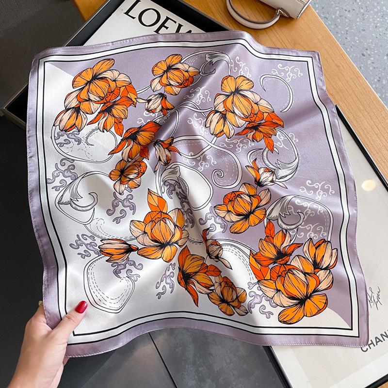 1116 New Silk Silk Scarf Women's Hangzhou Silk Mulberry Silk Spring and Autumn Foreign Style Small Square Scarf Elegant Scarf Wholesale