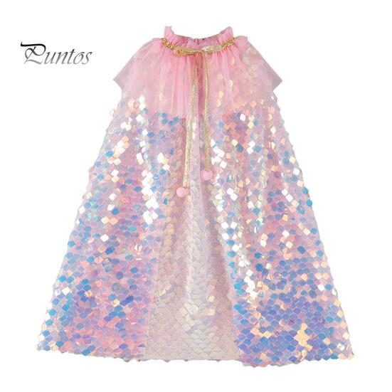 

Дівчачий плащ з паєтками русалки, регульований тюлевий комір, вільний, для сценічних виступів, костюм для косплею, дитячий карнавальний костюм, плаття принцеси, накидка, шаль