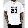 European Size Christmas Men's Casual Fashion "The Lord Is My Shepherd" Psalm Letter Print Short-Sleeve T-Shirt, Regular Fit Crew Neck