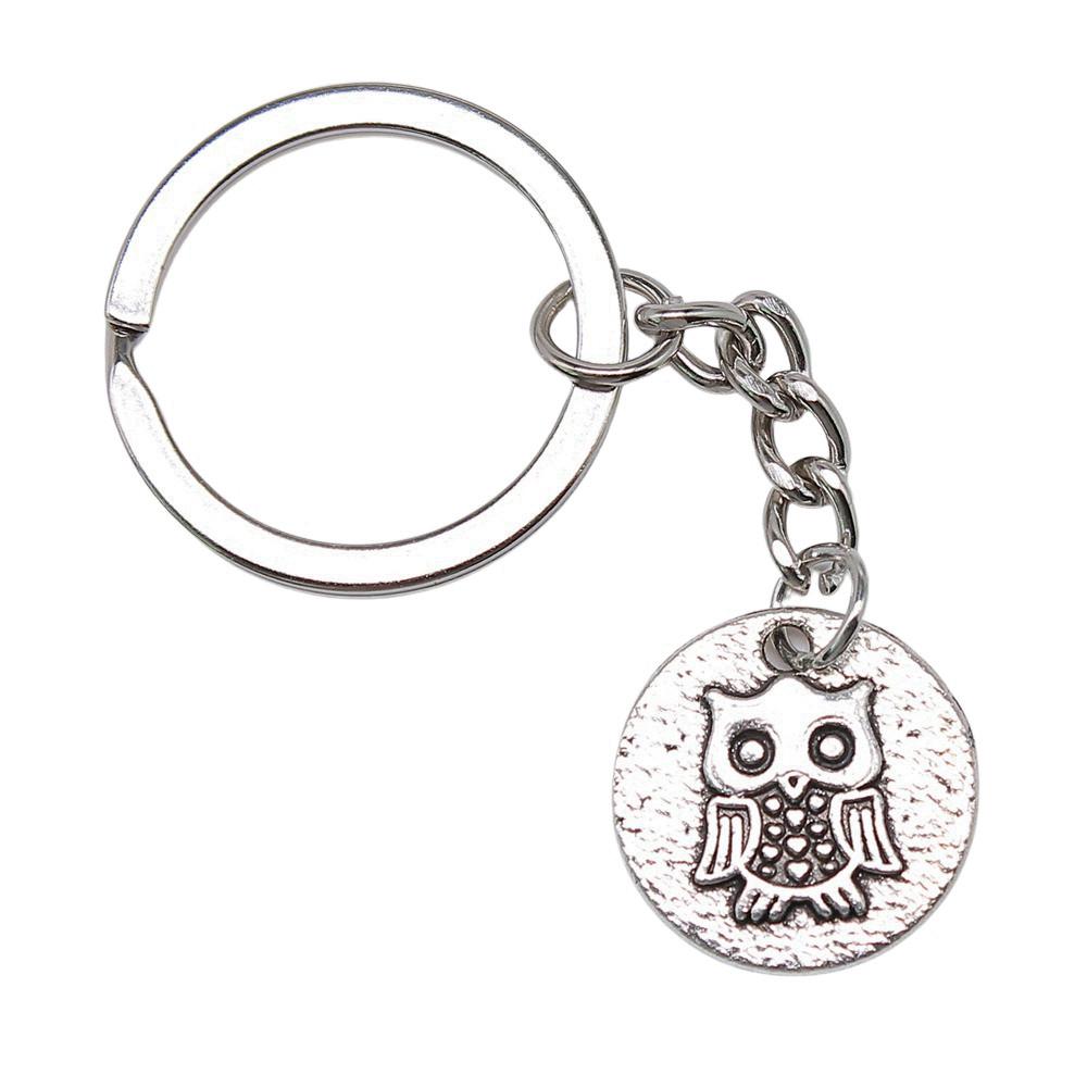 Pfauen Emaille Charms Eulen Schlüsselanhänger Vogel Anhänger Schlüsselring 28mm