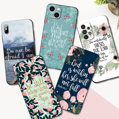 Black Tpu Case For Samsung Galaxy A03 Core A03S A13 A23 LTE A33 A53 A73 4G 5G Bible Verse Philippians