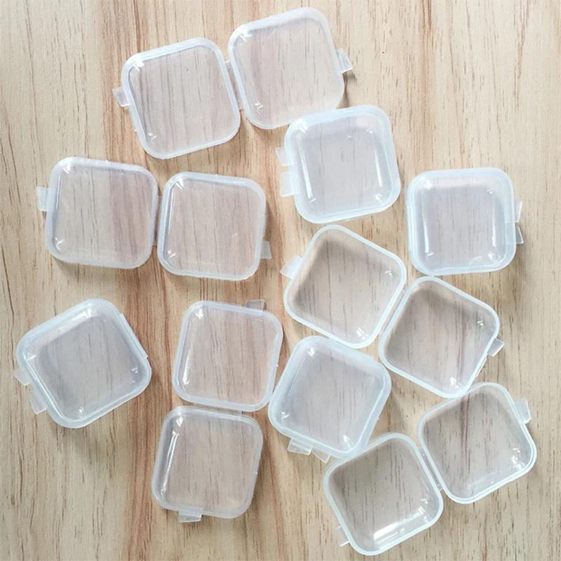

10 Piece Set of High Transparency Plastic Small Square Box, Water Diamond Earplug Box, Transparent Jewelry Box, Storage Box 10PCs