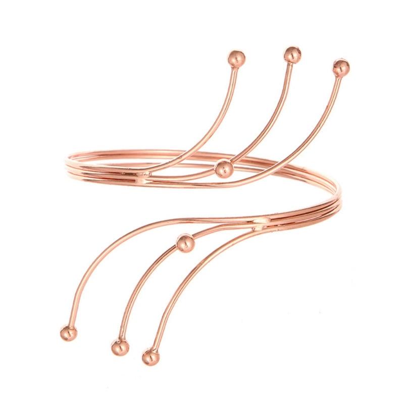 Adjustable Metal Open Bangle Bracelet For Women Fashionable Upper Arm Bracelet Arm Jewelry for Evening Party Banquet