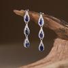 French Vintage Sapphire Y Necklace Water Drop Gradient Choker Banquet Women