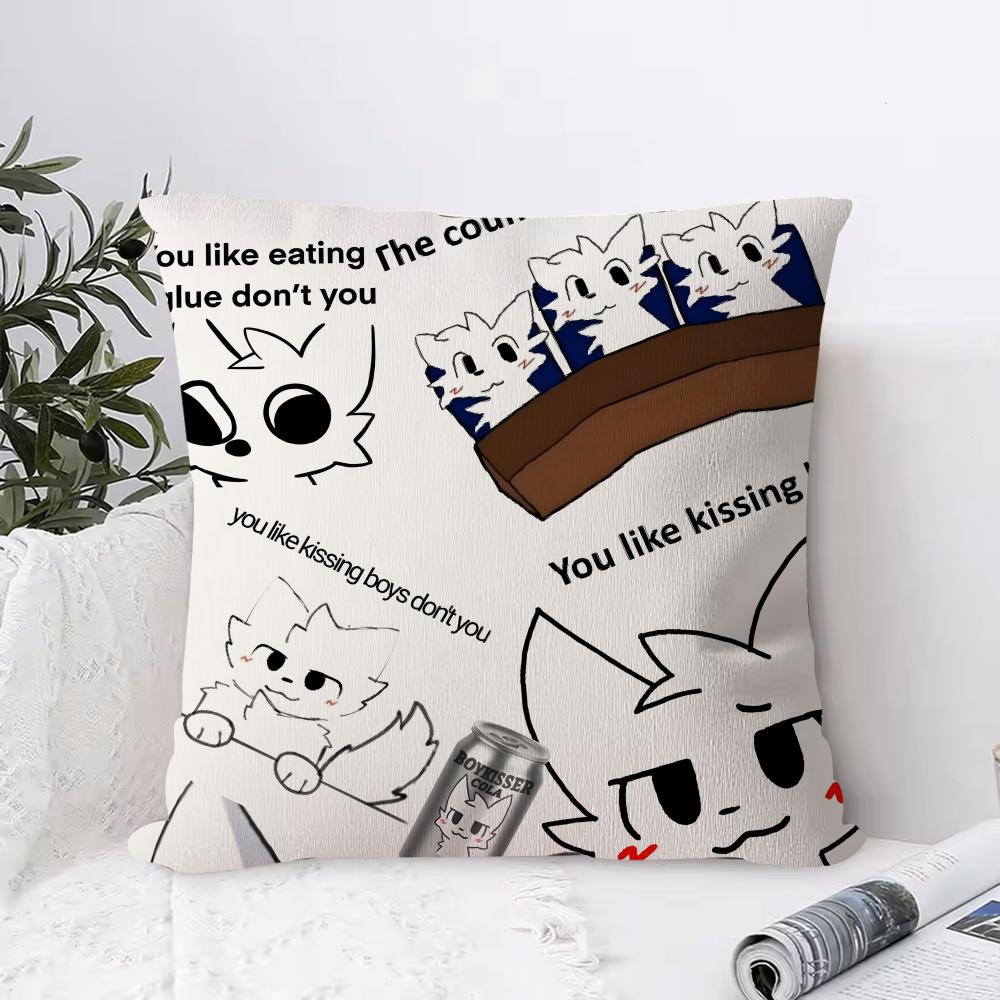 Boykisser Silly Cat Soft Plush Pillowcase DoubleSided Printed Cushion Cover Hidden Zipper Home Decor