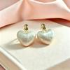 Elegant Heart Pearl Earrings: Japanese-Korean Style, Versatile Cotton Design, Light Luxury