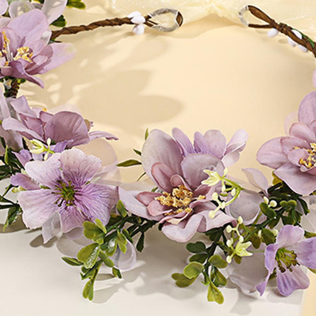 Handgefertigter Blumenkranz für Frauen Künstlicher Simulierter Blumengirlande Waldstil Blumengirlande Süße Fee Haarschmuck