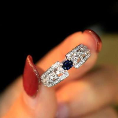 Sapphire Ring Inlaid with Diamonds for Women Diamond Jewelry Popular Accessories