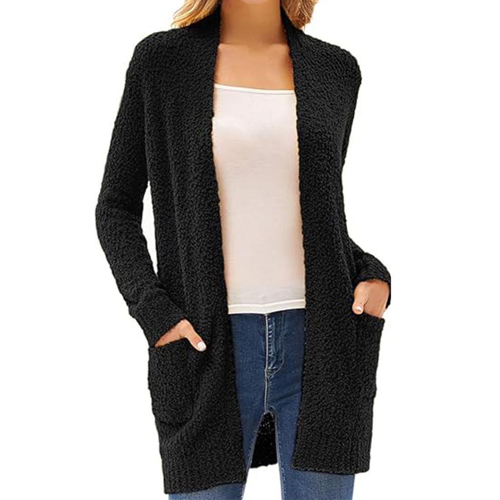 Women's Fashionable Solid-color Long-sleeved Coat