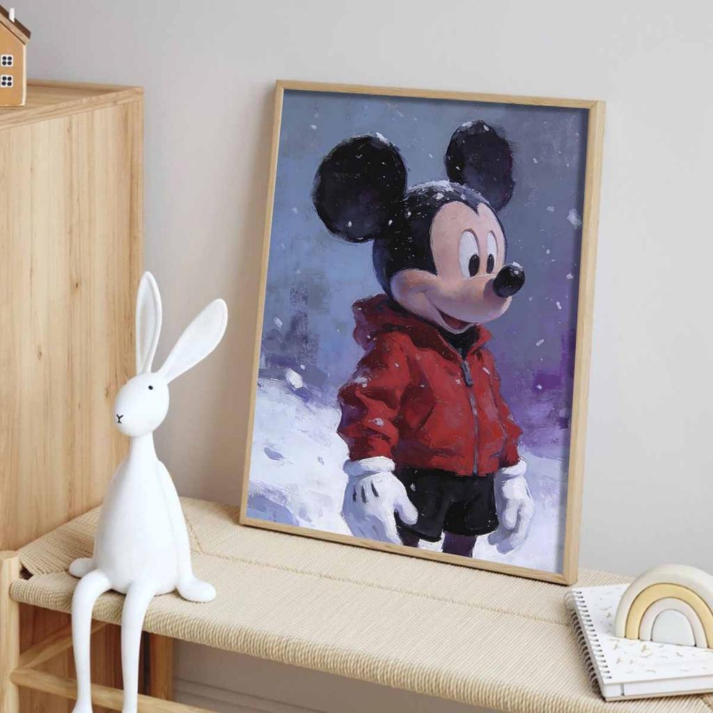 Disney Mickey Mouse Red Jacket/Winter Snow Scene DIY Diamond Painting Mosaic Kit –Home Decor  Gift