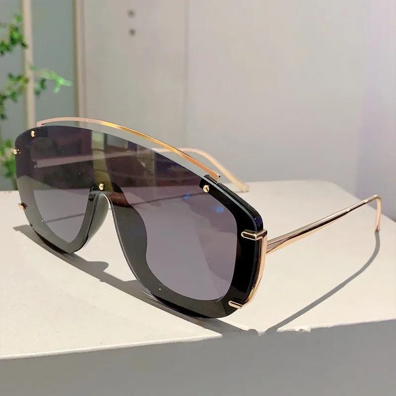 Men Women New Fashion Metal Large Frame Sunglasses Trendy Luxury Brand Design Sunglasses Outdoor Uv400 Eye Protection Eyewear