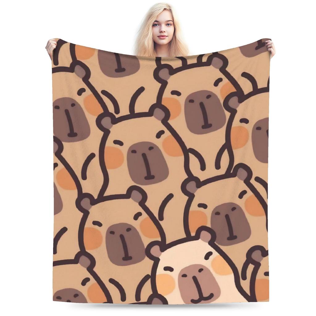 Capybara  Blankets  Warm Soft Street Trend Plush Throw Blanket For Kids Home Decor Flannel Bedspread Bed Cover